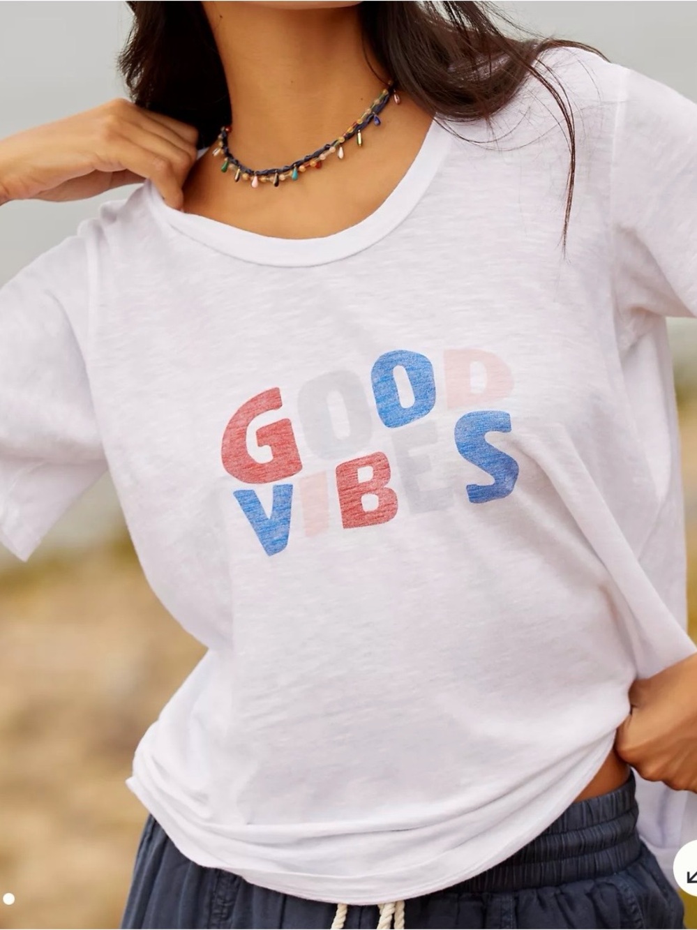 Anthropologie Sundry Good Vibes Graphic Tee Size S